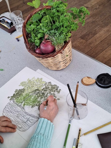 Drawing in the community garden