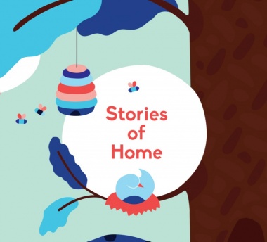 Stories From Home colourful text - decorative