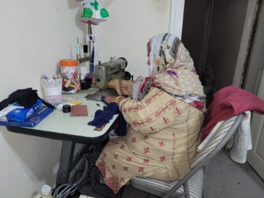 Naseem Begum today with her trusted sewing machine