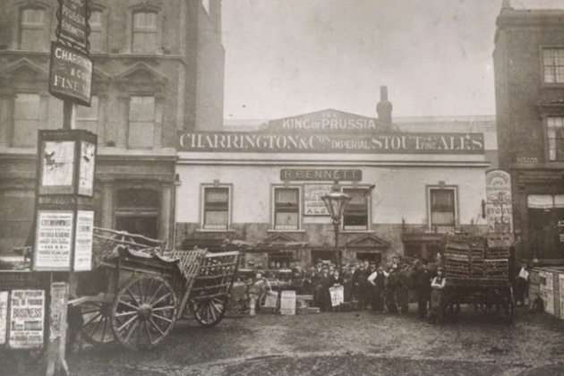 'The King of Prussia' public house, c.1904, Stratford, east London. Renamed 'The King Edward VII' due to anti-German sentiments, it still stands today. Provided by Lal Cook. https://londonwiki.co.uk/EssexPubs/Stratford/kingprus.shtml#google_vignette
