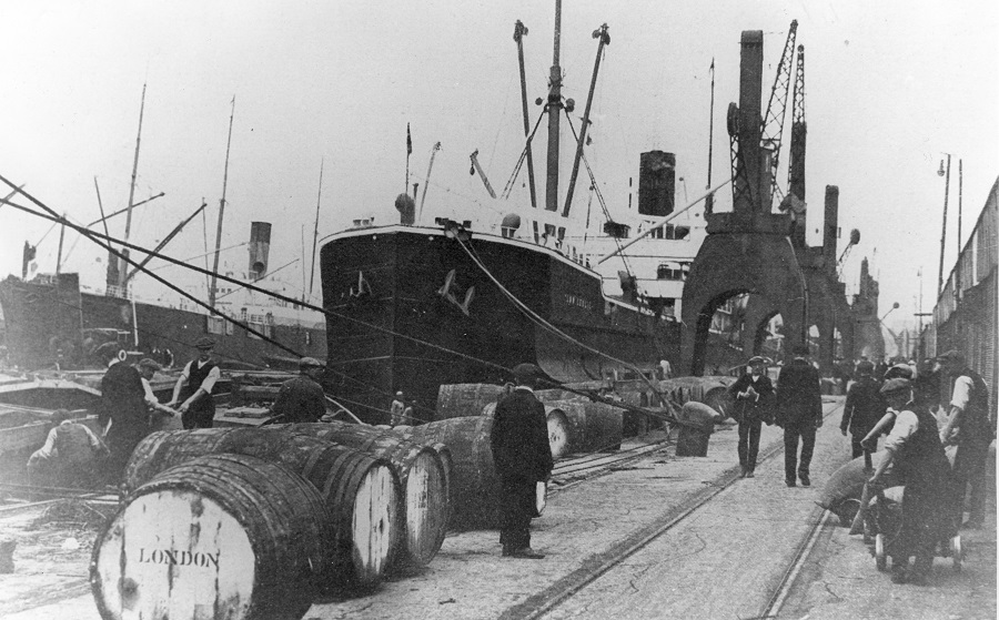 Black and white photos of Royal Albert Dock. 1914. Courtesy London Borough of Newham Library & Archive