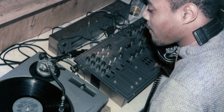 A DJ playing a record on the decks at Bentley’s Nightclub