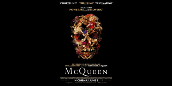 Film poster for McQueen (2018) featuring a skull design