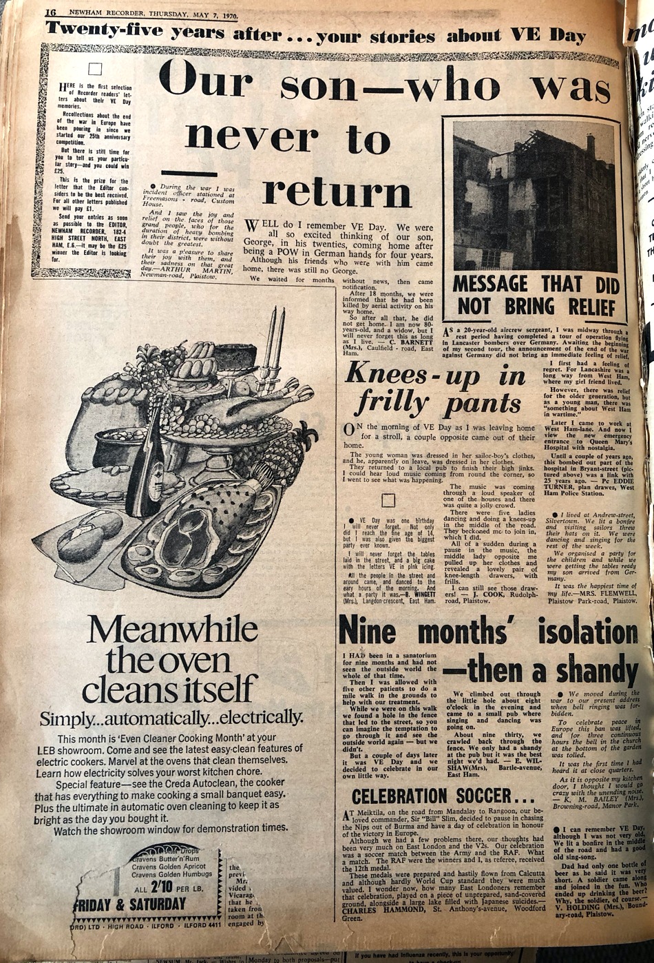 Newspaper article clipping - 7 May 1970