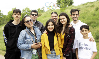 Volunteers exploring the Olympic Park